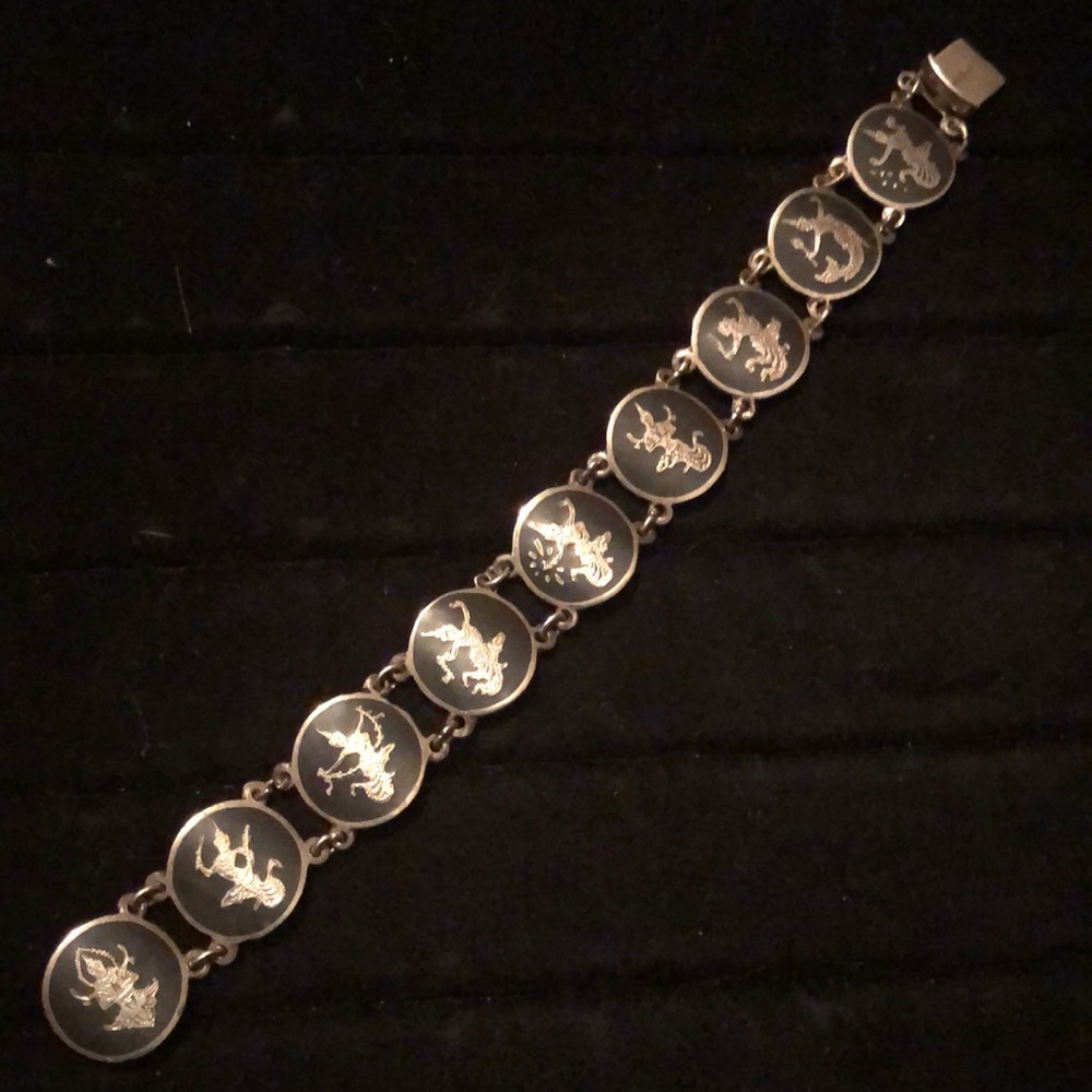 Siam Sterling Vintage Panel Scene Bracelet 7”